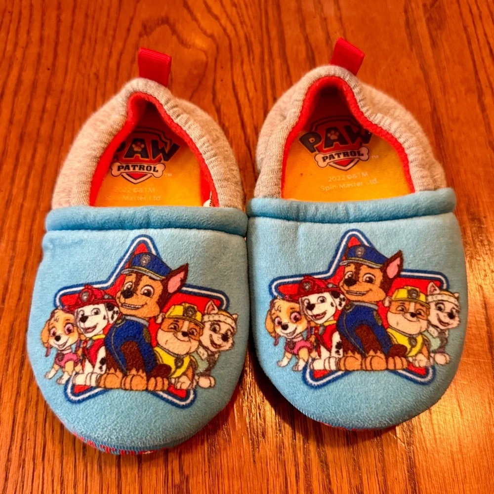 Paw‎ Patrol Orange and Yellow Lined Slippers - Size 7/8